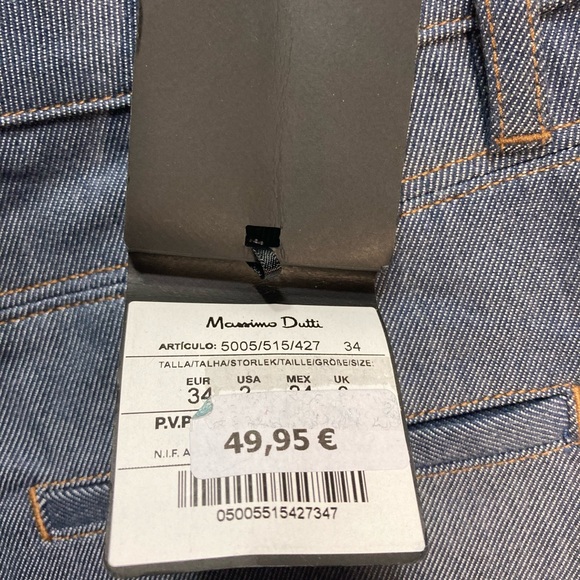 Massimo Dutti Blue Cotton Straight Leg Chino Trousers - Picture 7 of 7